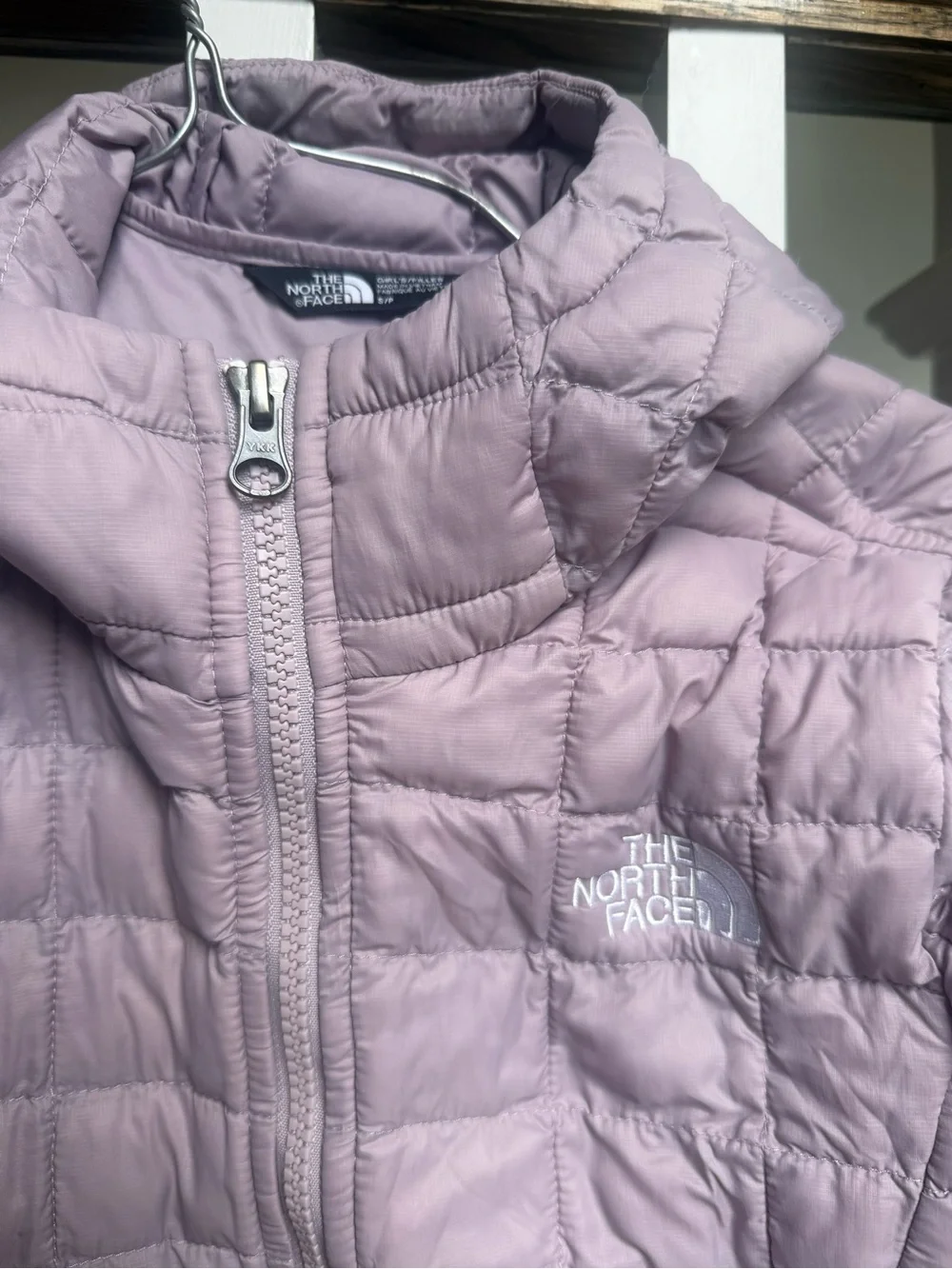 The North Face Girls' Light Purple Packable Puffer Jacket with Hood